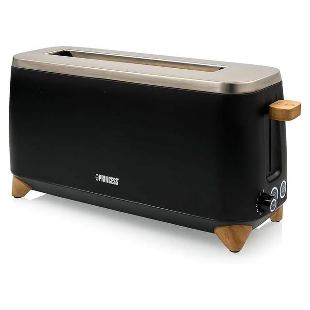 Princess 142361 2-Scheiben-Toaster Schwarz Silber Holz