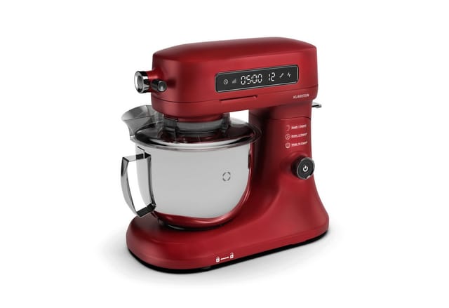 Klarstein - Chiara 1600W Küchenmaschine – 5L Edelstahlschüssel, 12 Geschwindigkeiten, LCD-Touch-Display, Leise 72 dB, Spülmaschinenfestes