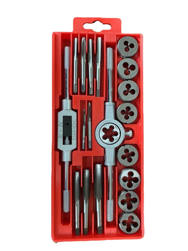 Metrisches Gewindebohrer- und Schneideisen-Set, 20-teilig, M3-M12 Stahlnut-Gewindebohrer-Set, Gewindeschneideisen, Schraubenausdreher