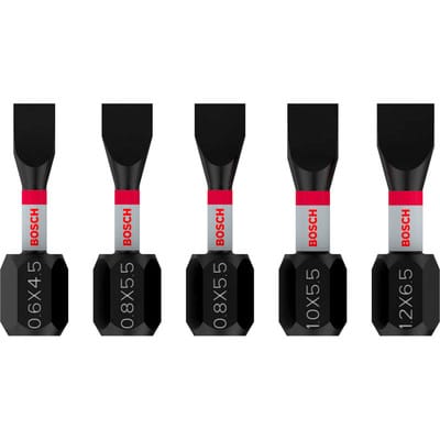 Pro Schrauberbits Slotted Impact Bit, SL4.5, SL5.5(x2), SL5.5, SL6.5, 25 mm, 5-tlg. - Bosch