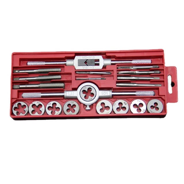 Gotrays - 20-teiliges metrisches Gewindebohrer- und Schneideisen-Set M3-M12 aus Stahl