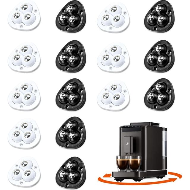 16 Mini-pvc-rollen Zum Selbstkleben, 360° Drehbar, Universalrollen, 3 Löcher, 8 Schwarze, 8 Weiße, Für Kleingeräte, Möbel, Blumentöpfe, Dekorationen