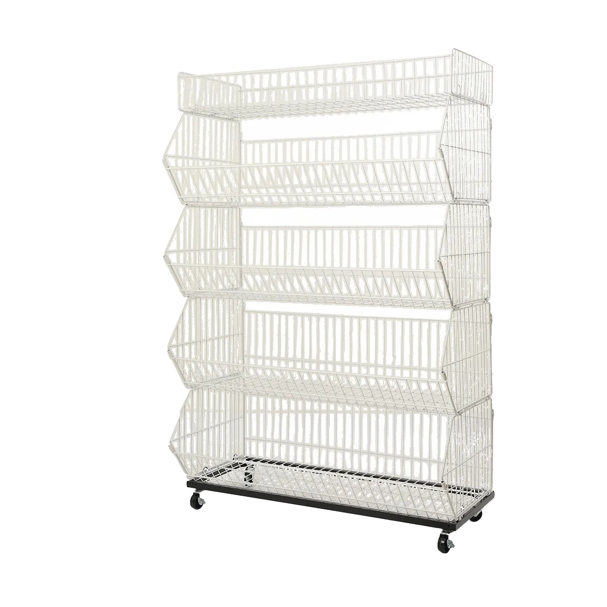 Aufbewahrungskorbregal, 5 Ebenen, 900 X 430 X 1360 Mm, Maximale Traglast 25 Kg Pro Ebene, Mobil Mit Rollen, Stapelbar