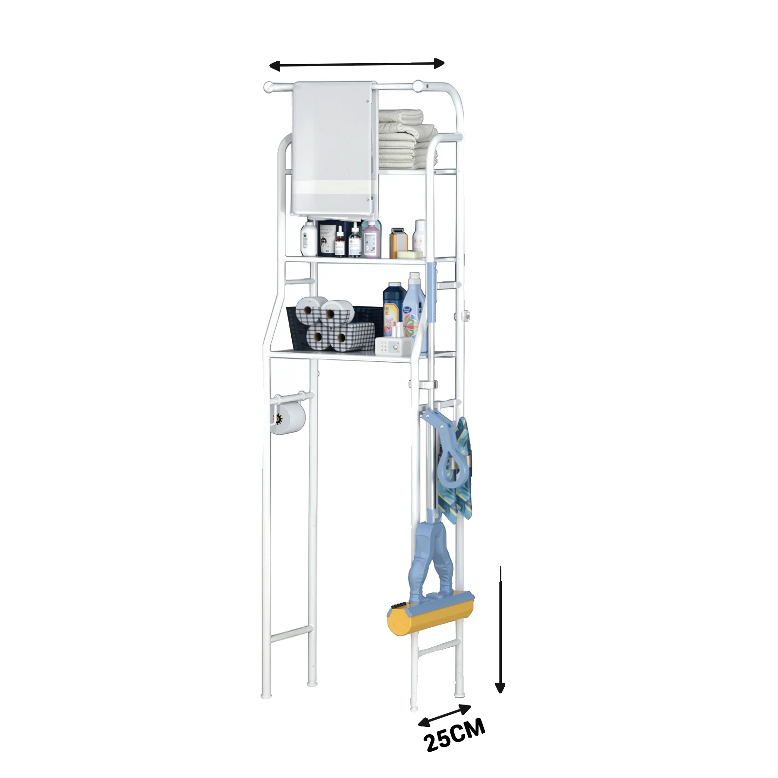 Badezimmerregal, 3-stufig, Abnehmbare Ablage, Weiss