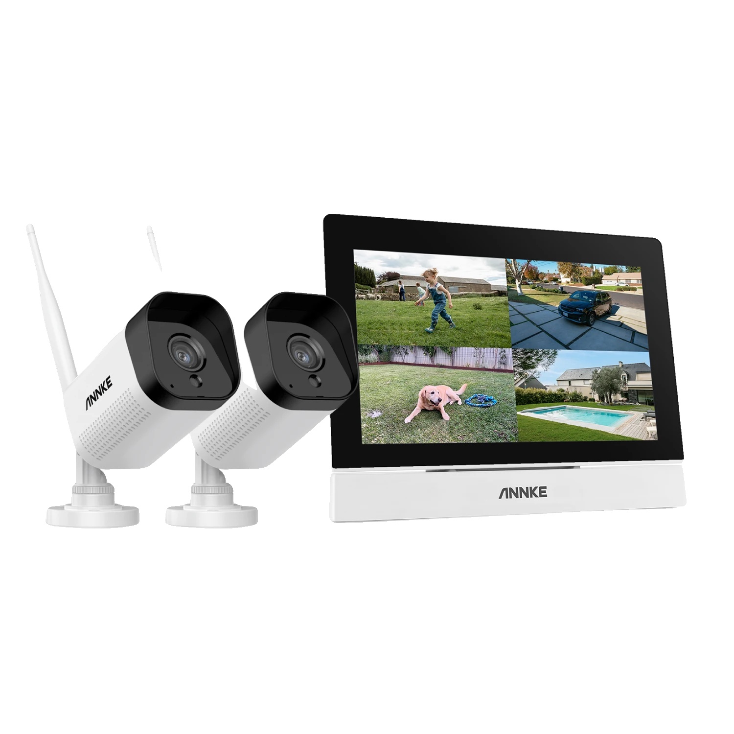 Drahtloses Videoüberwachungssystem, 7-zoll-touchscreen, Zwei-wege-audio, 2 X 5-mp-kamera