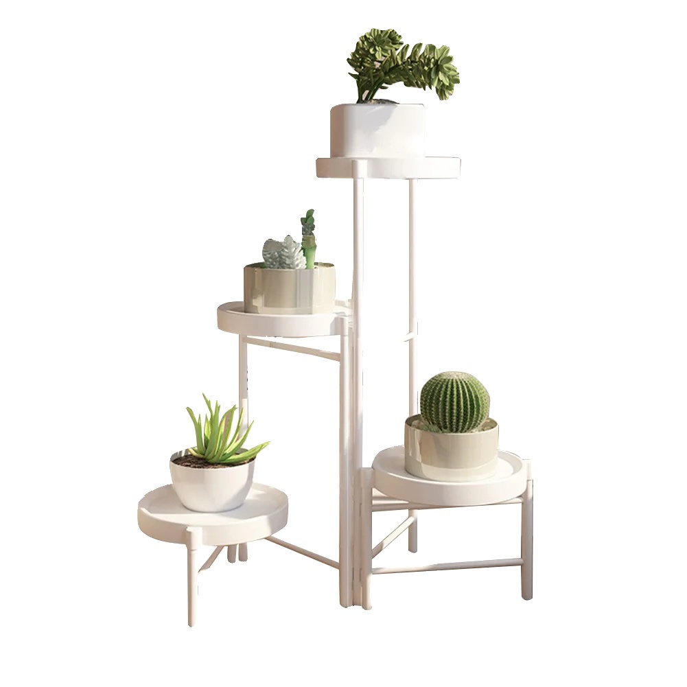 Pflanzenständer, Modernes Design, Platzsparend, Weiß, 4-teilig