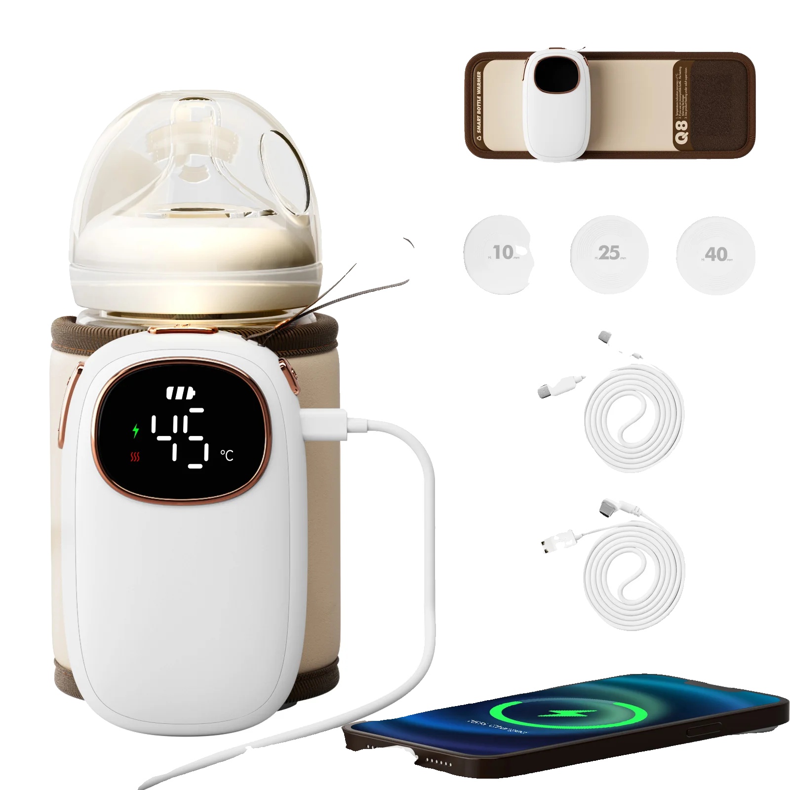 Babyflaschenwärmer, Usb-ladefunktion, Schnellheizfunktion, Weiß