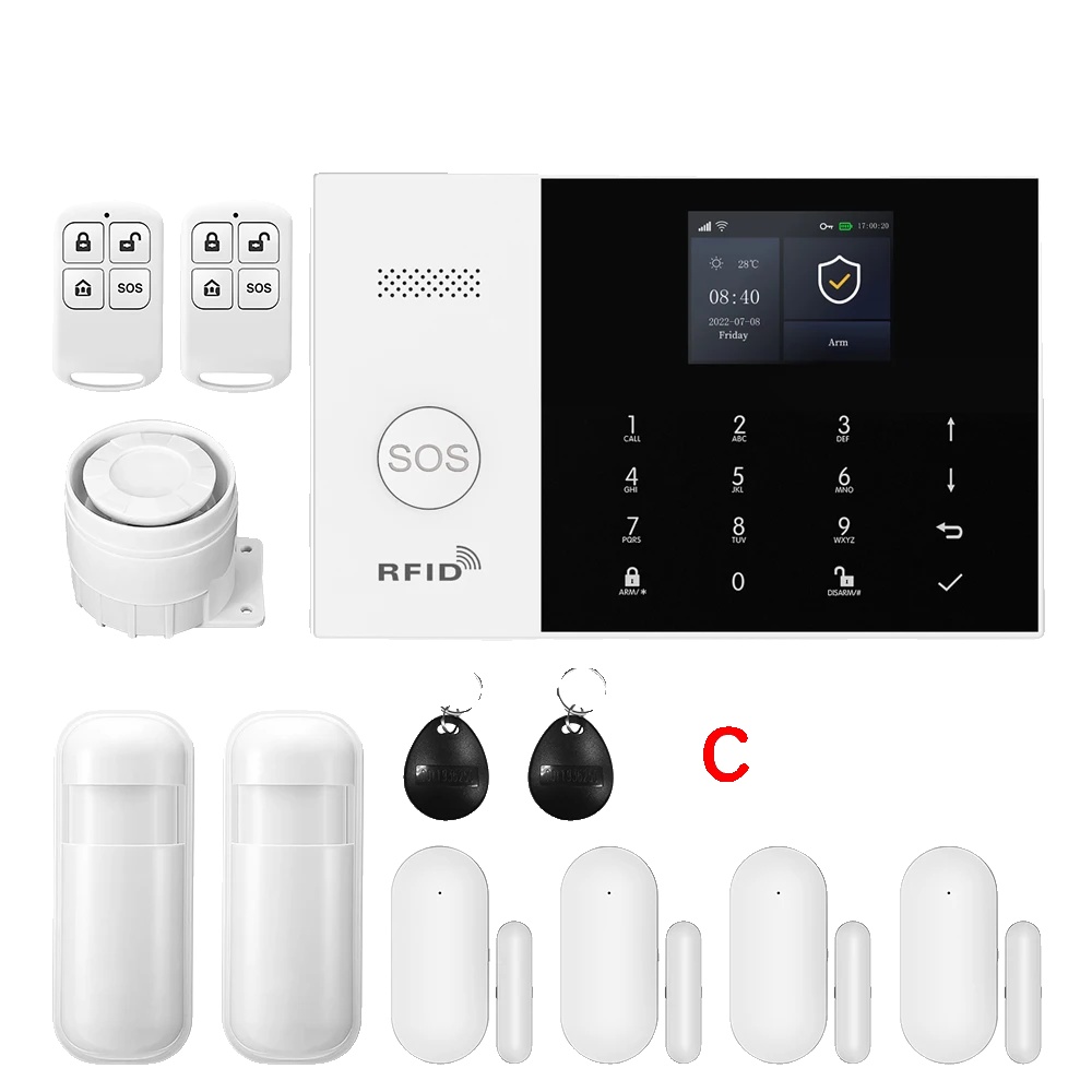 Drahtloses Alarmsystem, Smart-home-kompatibel, Multifunktionale Alarme, 4g-c, Eu-stecker