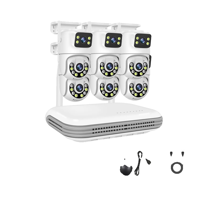 Ip-kamerasystem, 6-mp-dualobjektiv, Zwei-wege-audio, 8-kanal-nvr X 6 Kameras, Keine