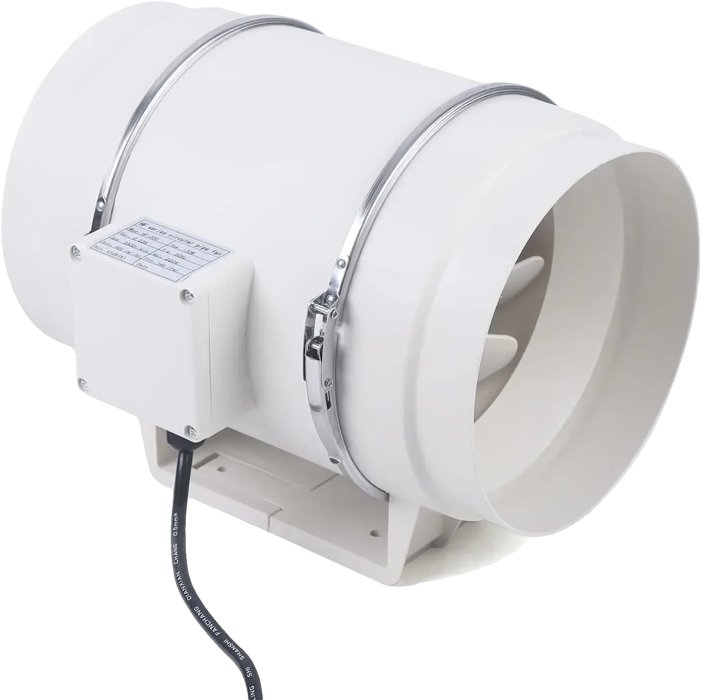 Kanalventilator, Hoher Luftdurchsatz, Leiser Betrieb, Weiss