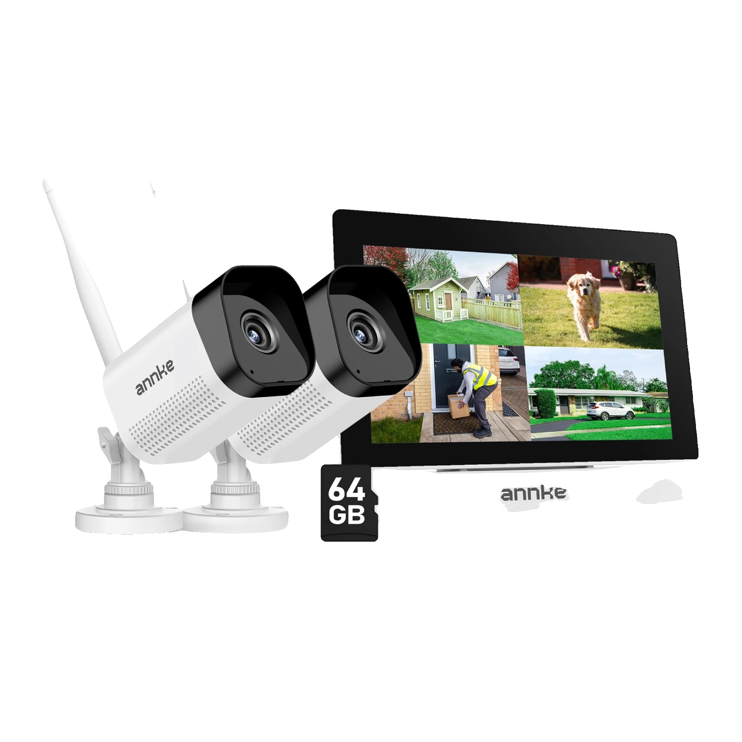 Sicherheitskamera, 3 Mp Auflösung, Zwei-wege-audio, I71gk 2 Stück 64 Gb Sd-karte