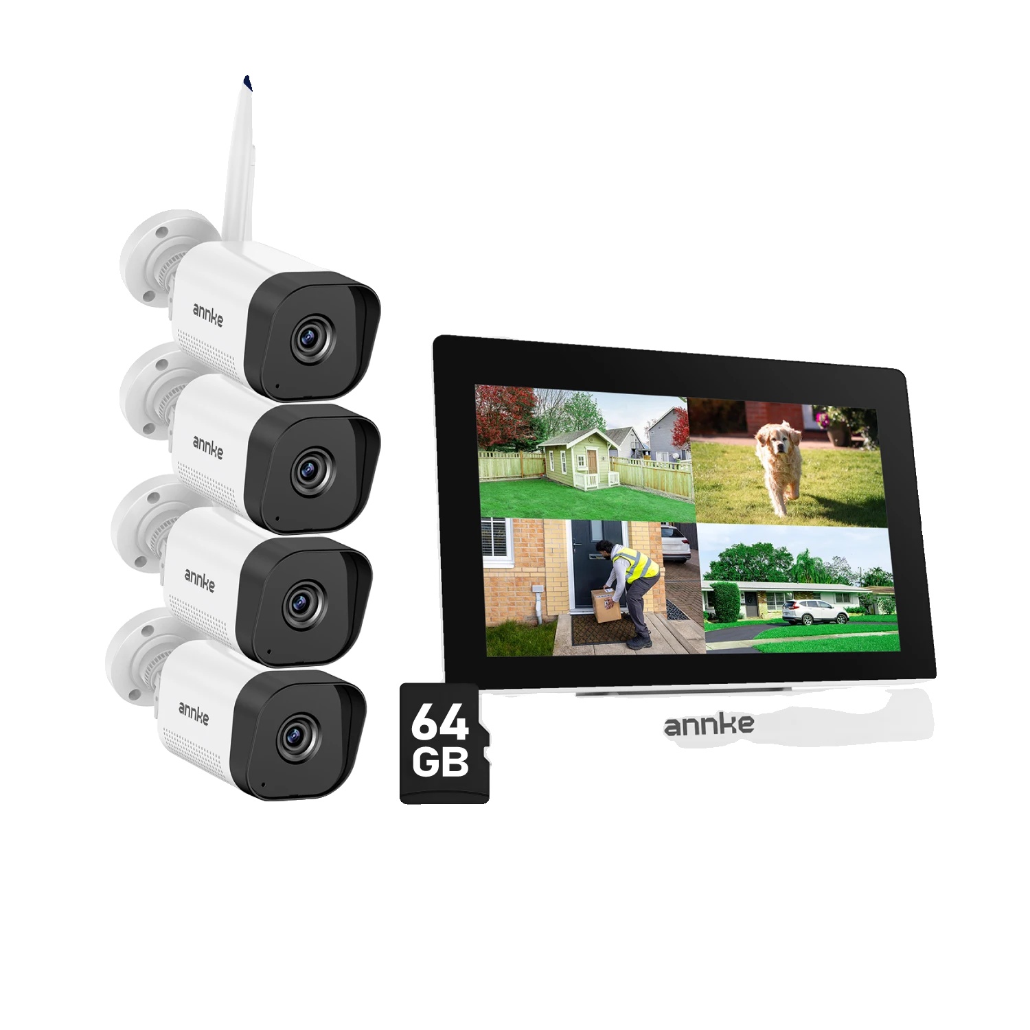Sicherheitskamera, 3 Mp Auflösung, Zwei-wege-audio, I71gk 4pcs 64g Sd