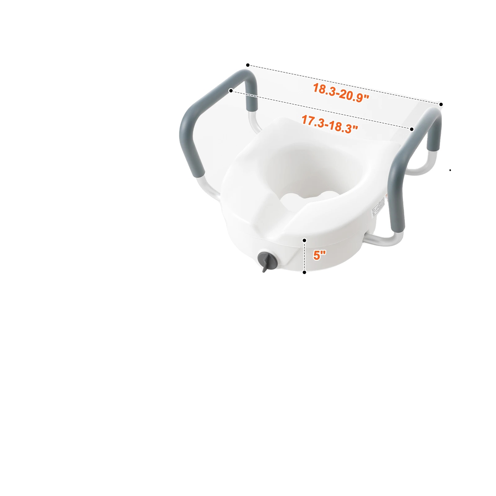 Erhöhter Toilettensitz, Tragkraft 159 Kg, Verstellbare Armlehnen, 12,7 Cm