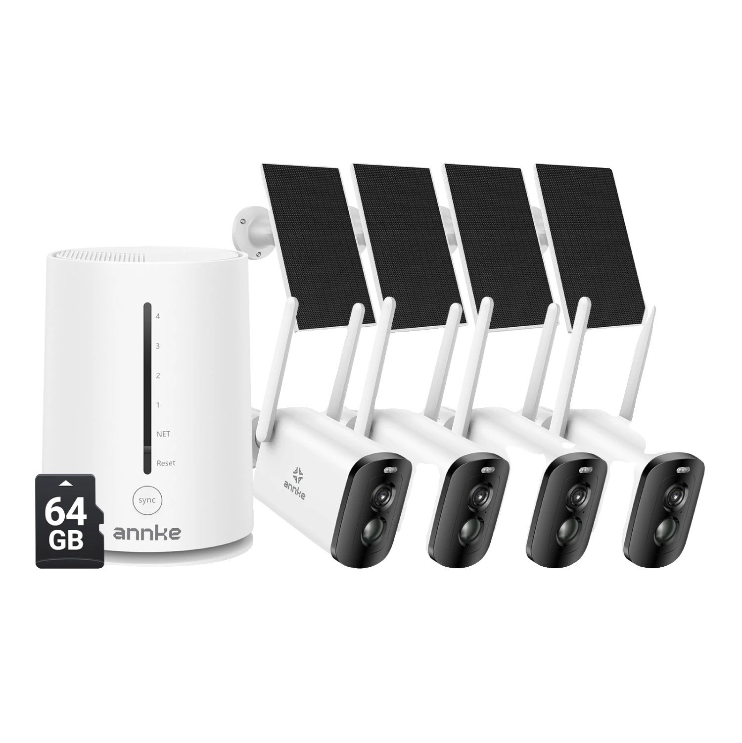 Sicherheitskamerasystem, 4-mp-auflösung, Schwenk- Und Neigefunktion, 5200-mah-akku, 4 X 64 Gb