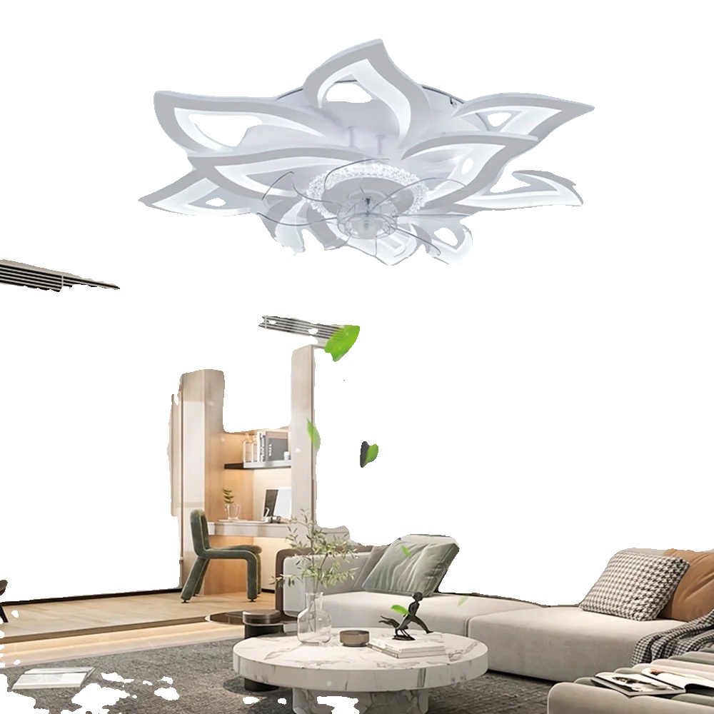 Deckenventilator Mit Beleuchtung, Lotusförmiges Design, 6 Geschwindigkeitsstufen