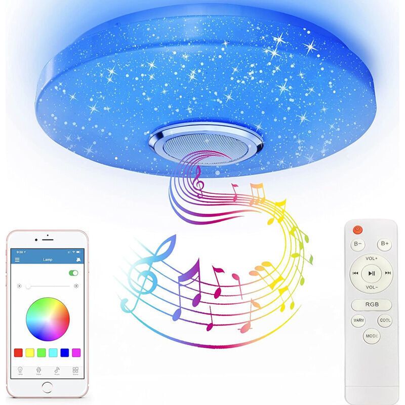 36w Rgb Led-deckenleuchte Mit Bluetooth-lautsprecher, 12-zoll-deckenleuchte Mit Farbwechsel (kalt/warm/weiß) Mit App- Und Fernbedienungssteuerung, Wasserdichte Deckenleuchten Für Kinderzimmer.