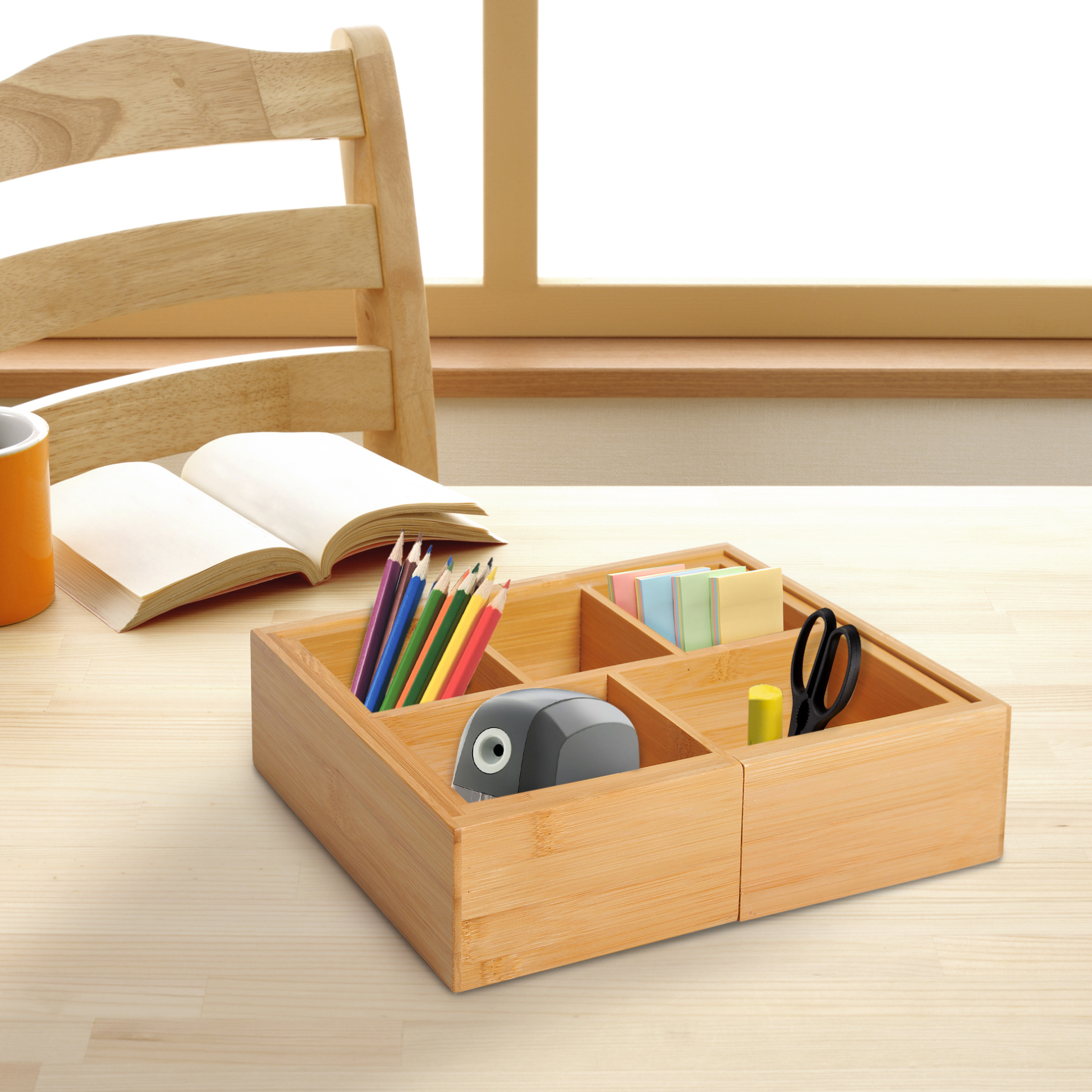 Ausziehbare Aufbewahrungsbox Für Schubladen Aus Bambus, Natur, 24,6 X 17,6 X 7 Cm Okmyhome