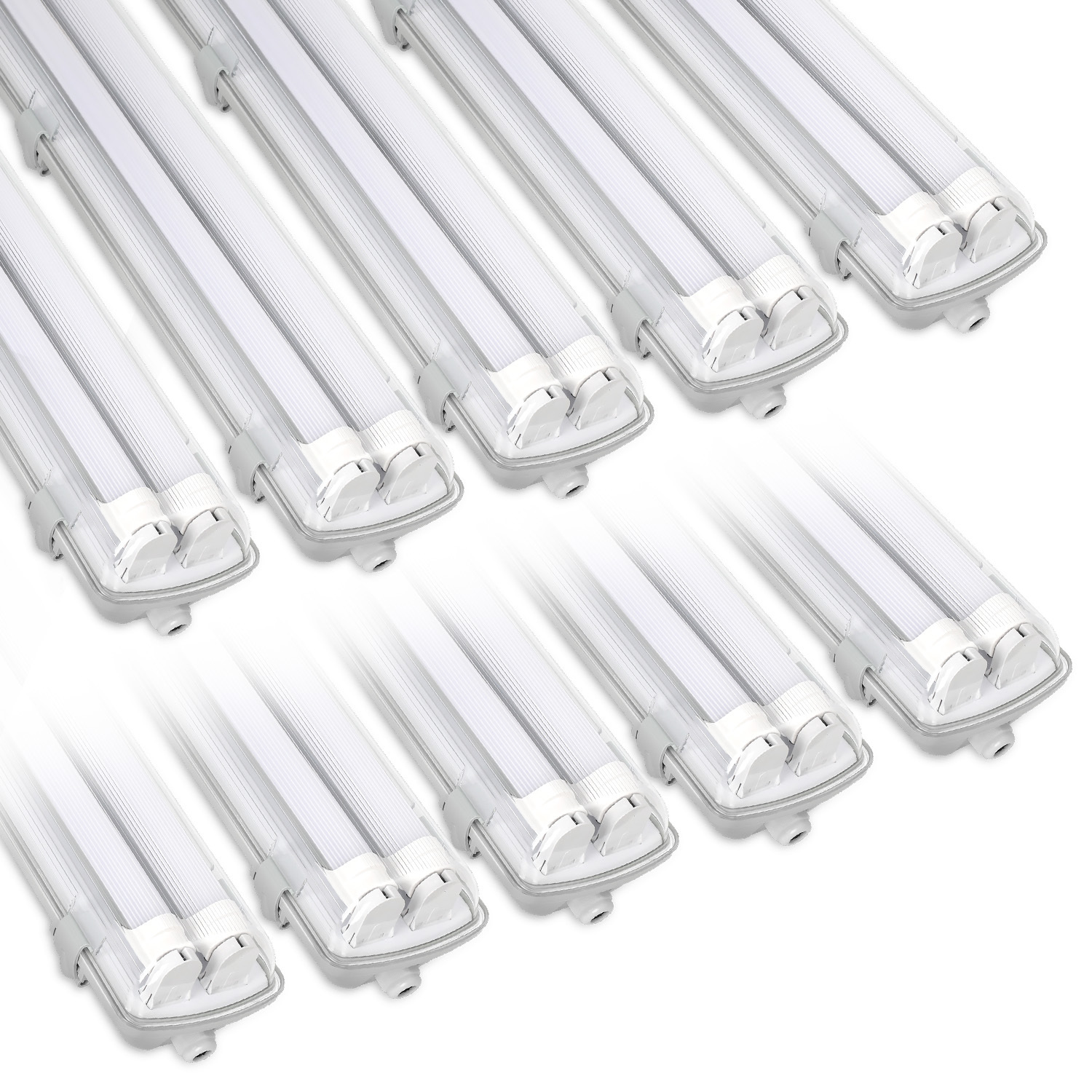 Randaco Doppelte Led Feuchtraumleuchte 10er Set Ip65 - T8/g13 Wannenleuchte 120 Cm - 2 X 18w / 36w Pro Stück - 4000k Neutralweiß - 3600 Lm