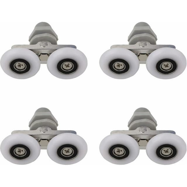 Set Mit 4 Duschtürrollen - Doppelt Verschiebbares Lager - Glastür (23 Mm)
