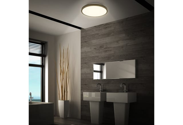 B.k.licht - Deckenlampe Ø29 cm - 13W, 1300lm, led, mit Bewegungsmelder, IP54, warmweiß, schwarz