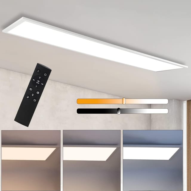 Gbly - Deckenlampe led Deckenleuchte Flach - Dimmbar Wohnzimmer Schlafzimmer Küche Panel Wohnzimmerlampe Groß 48W 120 30CM Küchenlampe Flur Lang