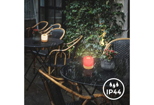B.k.licht - Tischleuchte - 1,5W, 100lm, kabellos, led, touch, rgbw, holzfarbig