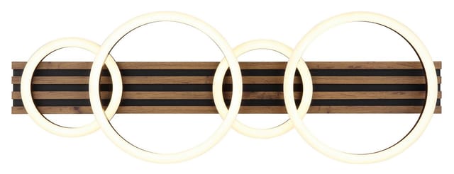 Globo Lighting - led Deckenlampe Schlafzimmerlampe Deckenleuchte Wohnzimmerlampe Holzlampe Ringe Design braun, 30W 1500lm warmweiß, LxH 86 x 9,5 cm