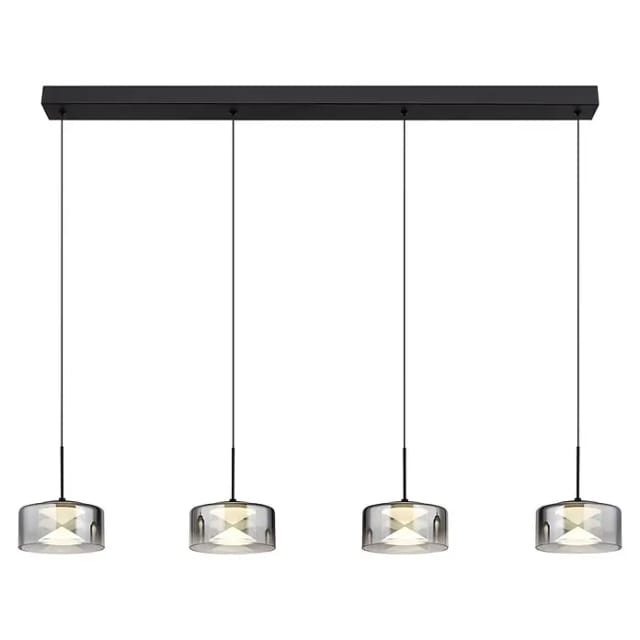 Hängelampe Pendelleuchte Esstischlampe LED Wohnzimmerlampe Glas rauch H 150 cm