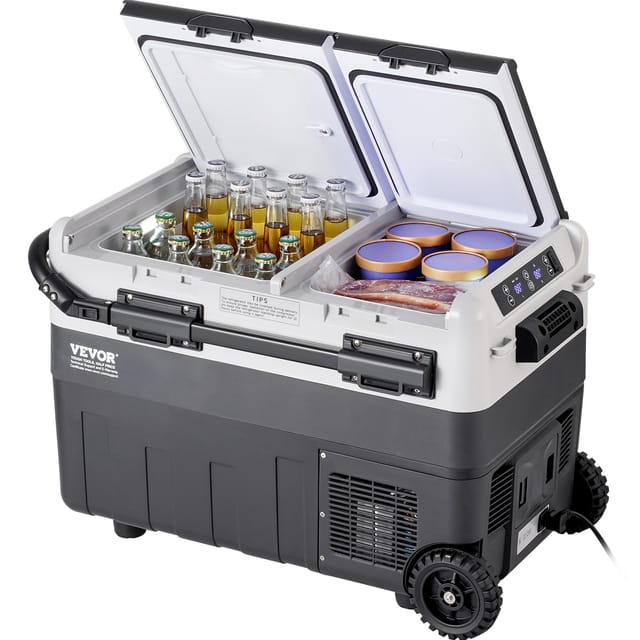 Vevor Tragbarer Autokühlschrank, 12-volt-autokühlschrank, 40l / 42,3 Qt Tragbarer Zweizonen-gefrierschrank, -20bis20°c Einstellbare Temperatur, Kompressorkühler Für Zuhause, Outdoor, Wohnmobil, Auto