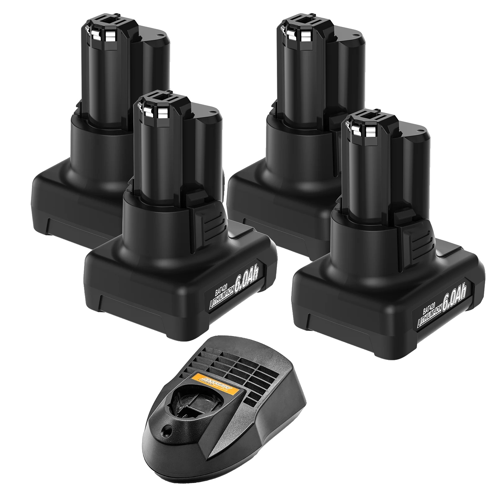 Wiederaufladbarer Akku, 6000 Mah Kapazität, Kompatibel Mit Verschiedenen Werkzeugen, 4 X 6000 Mah, 1 X Ladegerät
