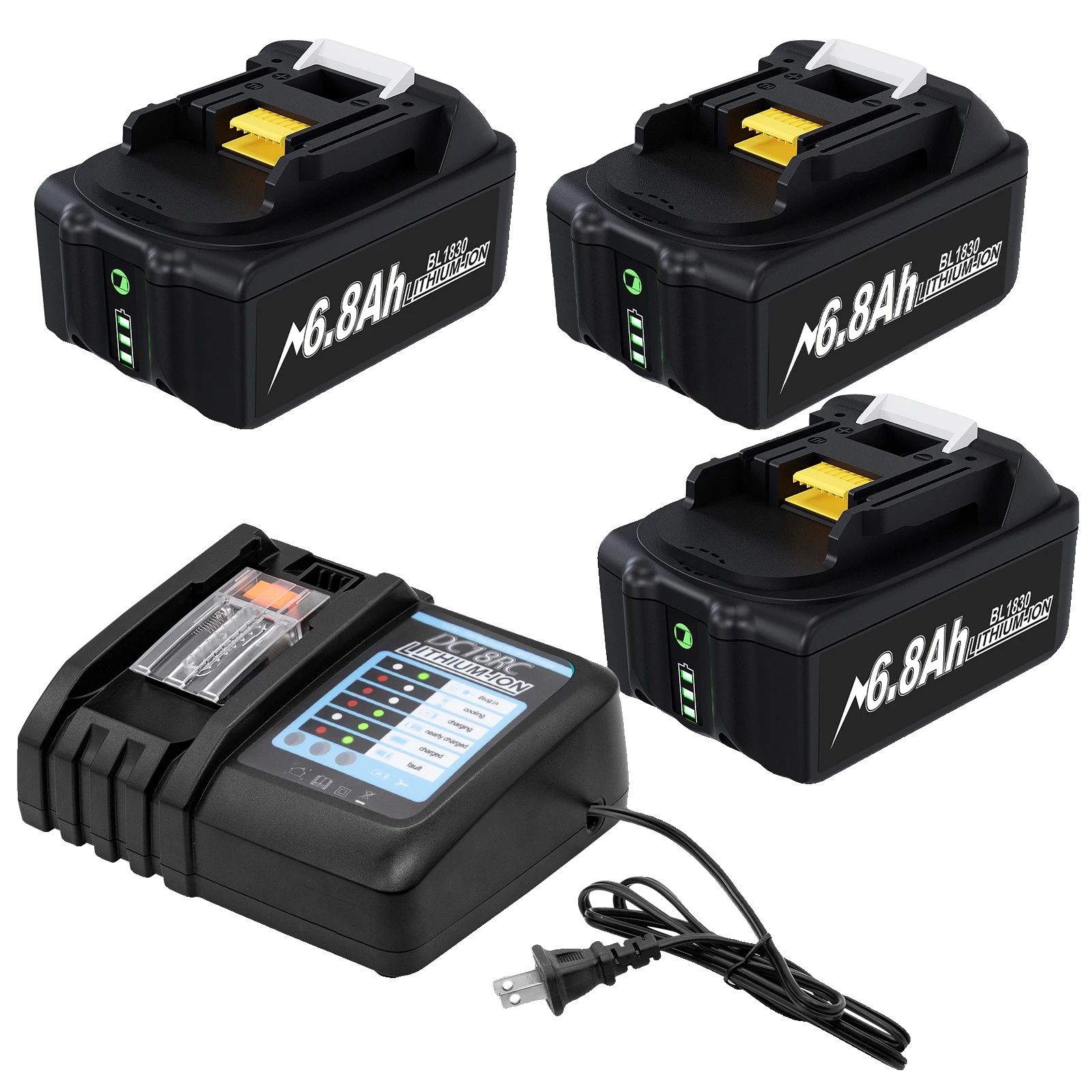 Ersatzakku, 6800 Mah Kapazität, Kompatibel Mit Mehreren Teilenummern, 3 Akkus, 1 Ladegerät