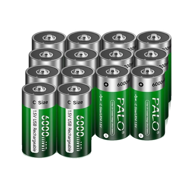 Wiederaufladbarer Akku, 6000 Mwh Kapazität, Schnellladefunktion, 14 Stück, Größe C