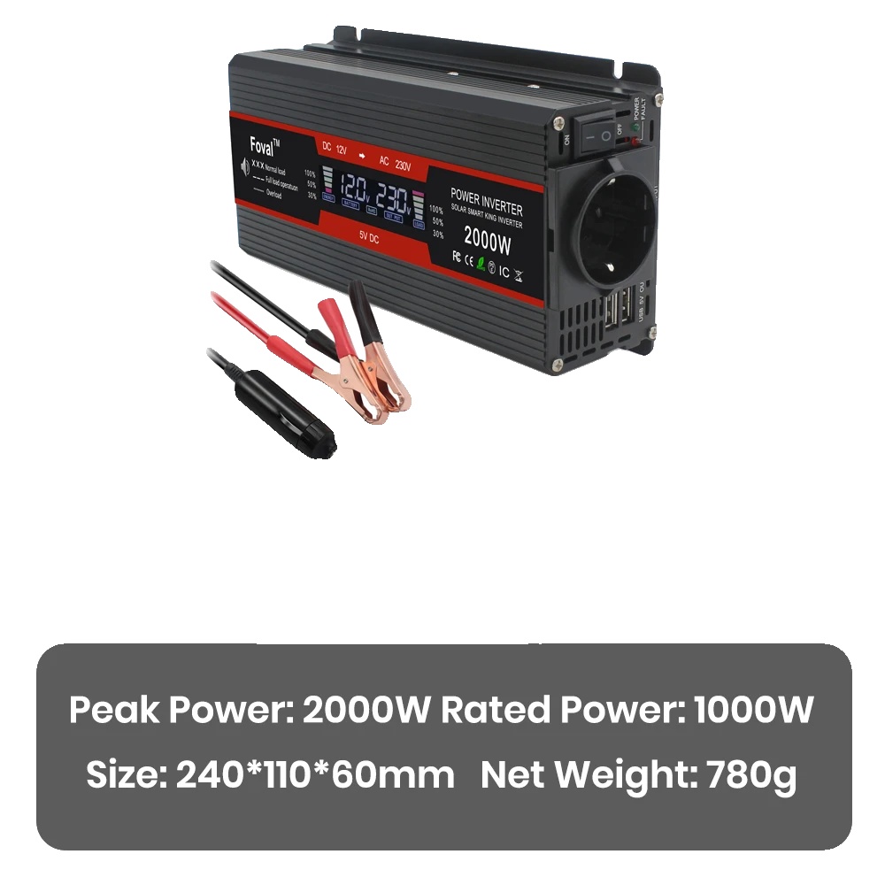Usv, Robuste Sicherheitsfunktionen, Kompaktes Design, 2000 W, 12 V, Schwarz