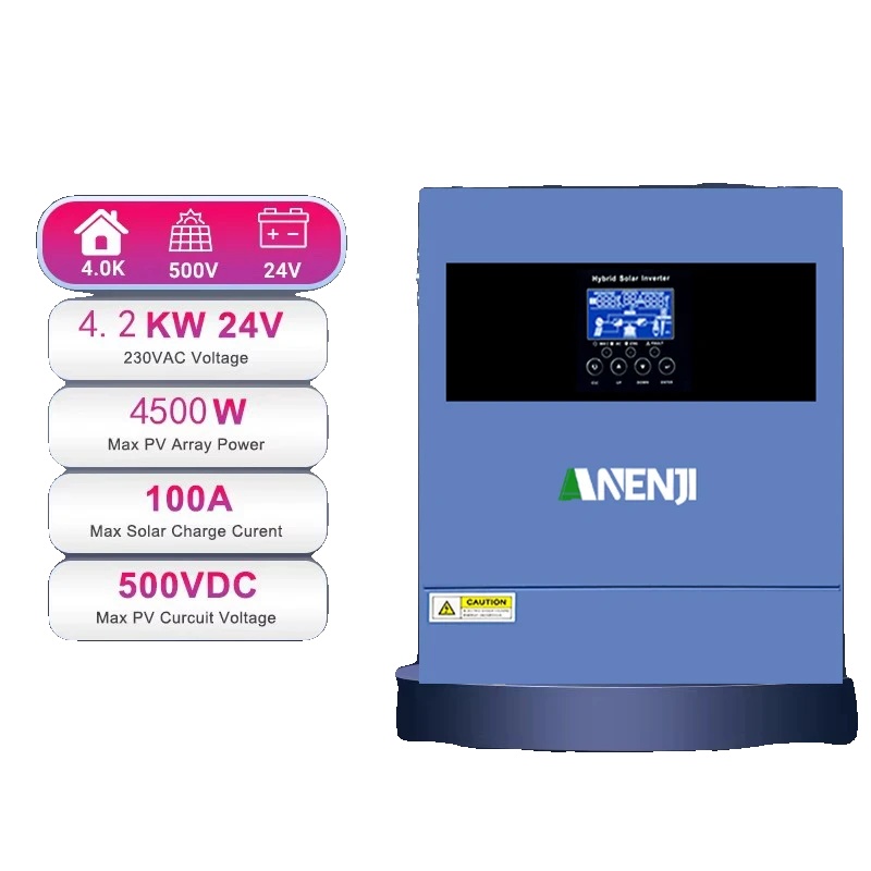Hybrid-solarwechselrichter, Mppt-technologie, Wlan-überwachung, Anj-4000w 24v Wlan, 220–240v, 24v