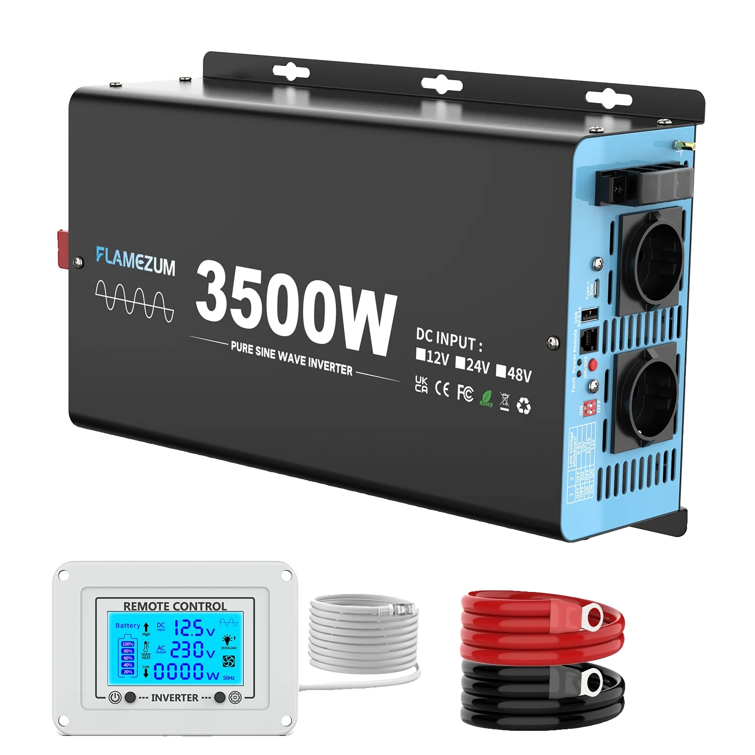 Reiner Sinus-wechselrichter, 3500 W Dauerleistung, 7000 W Spitzenleistung, 12 V, 3500 W, 50 Hz, Eu
