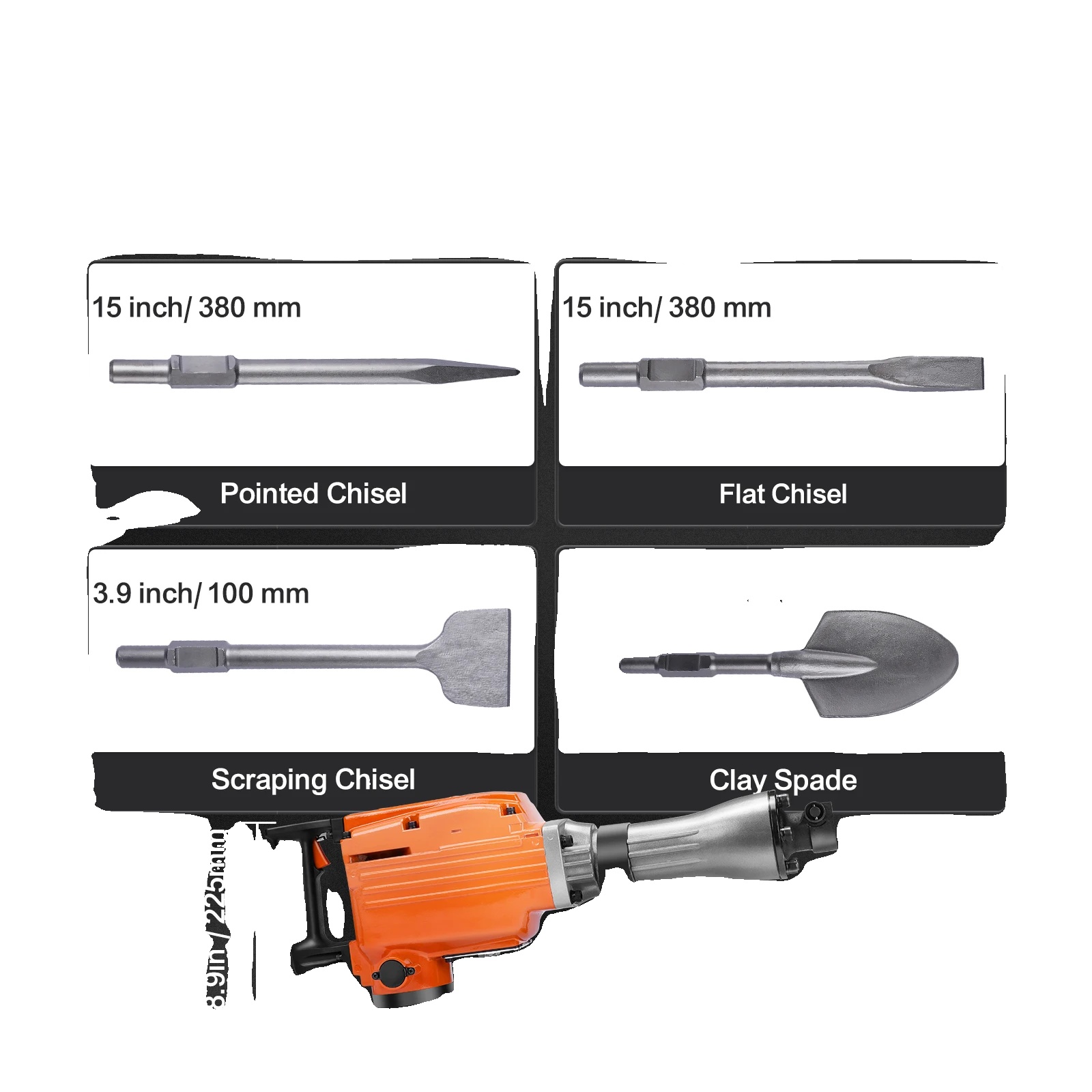 Hochleistungs-abbruchhammer Aus Robustem Aluminium, 60 J Schlagenergie, 2200 W, 4 Meißel