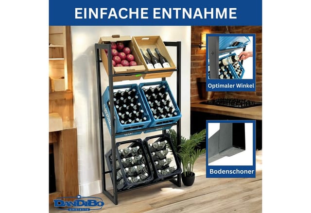 Getränkekistenregal 6 Kisten Schwarz Metall Stehend 96563 Getränkekistenhalter 71 cm Obstkistenständer Flaschenkistenregal - Dandibo