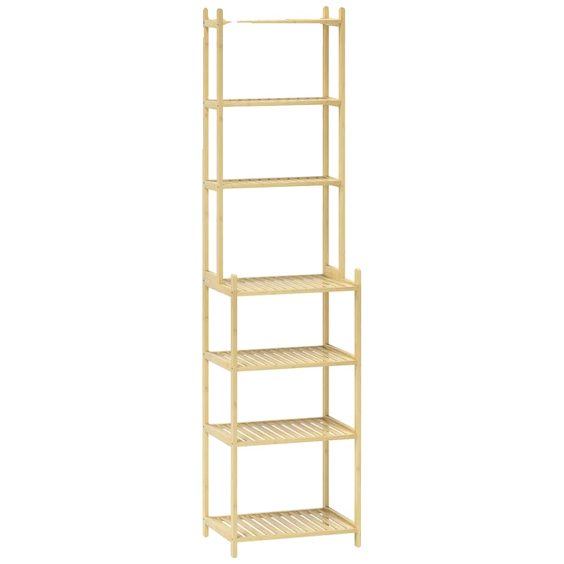 Bambus-badezimmerregal, 7-stufiges Aufbewahrungssystem, 44 Cm Breit, 33 Cm Tief, 180 Cm Hoch, Tragkraft 28 Kg