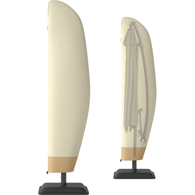 Wasserdichte Schutzhülle Für Sonnenschirme, Ø 56 X 220 Cm, 600d Oxford-gewebe, Mit Reißverschluss Für Den Außenbereich, Beige