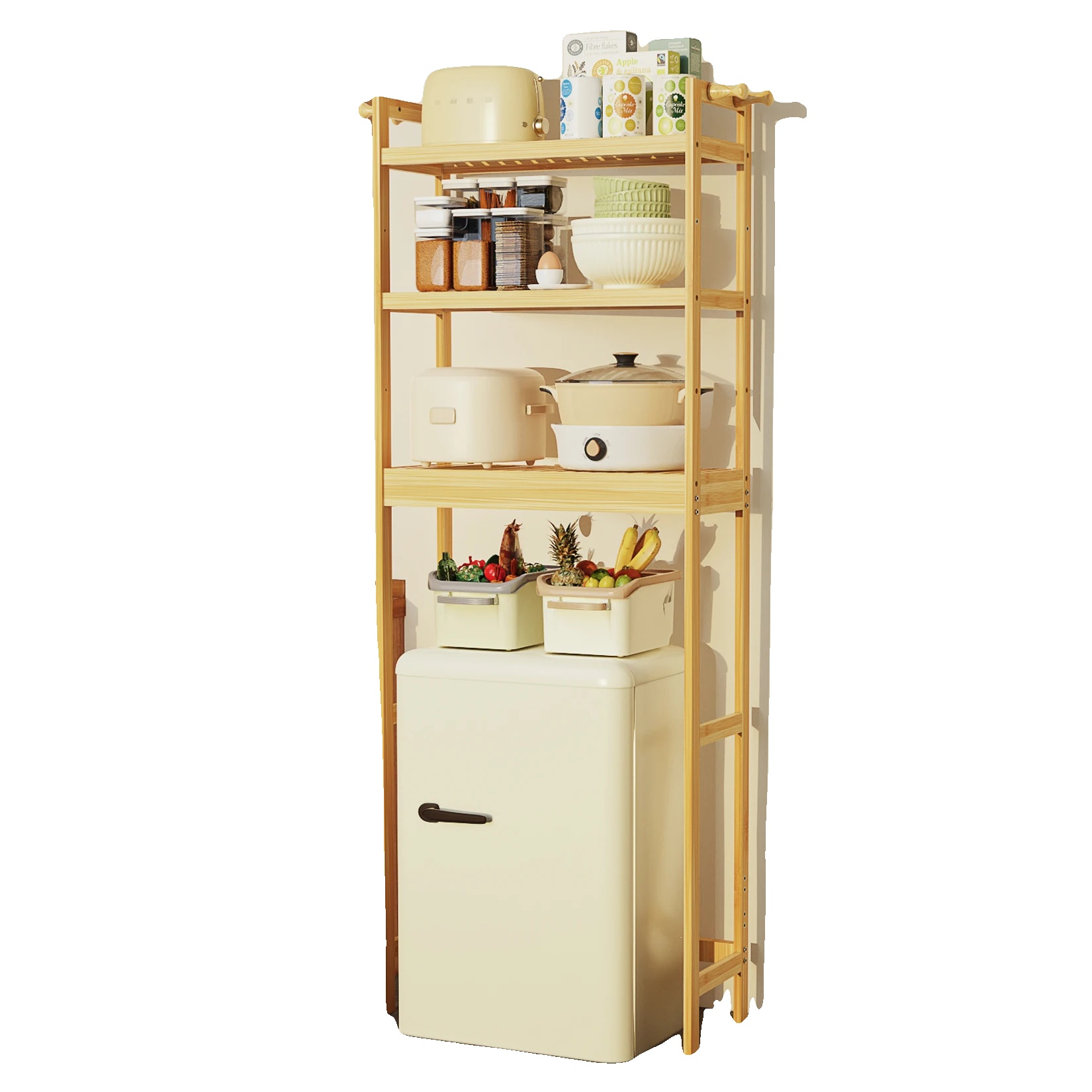 Badezimmerregal Aus Bambus, Dreistufig, Höhenverstellbar, Naturfarbe, Xxl