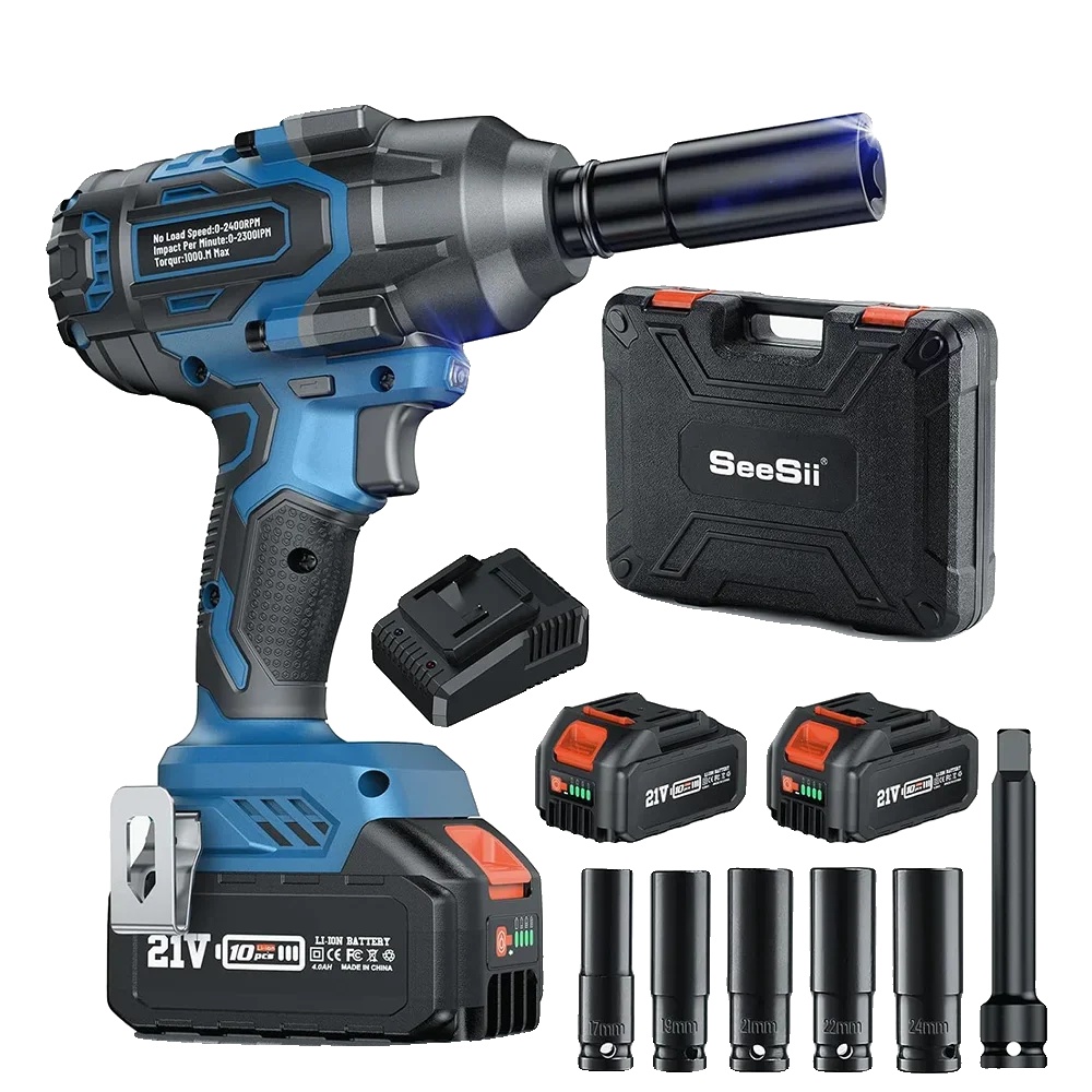 Schlagschrauber, Maximales Drehmoment 1000 Nm, 2400 U/min, 2 X 4,0 Ah Akkus, Gewicht 6300 G, Ce-zertifiziert
