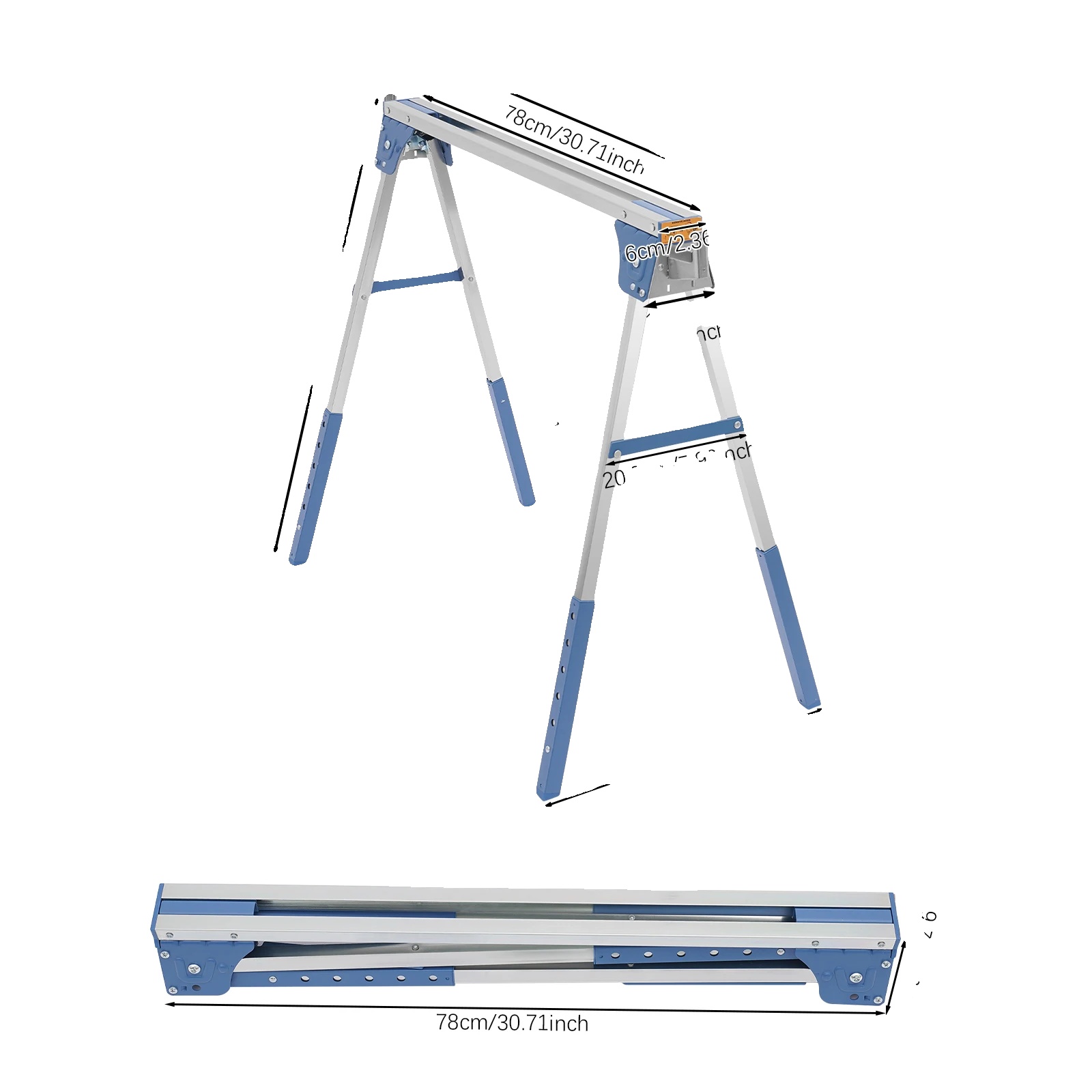 Klappbares Gestell, Höhenverstellbar, Hohe Tragfähigkeit, Blau