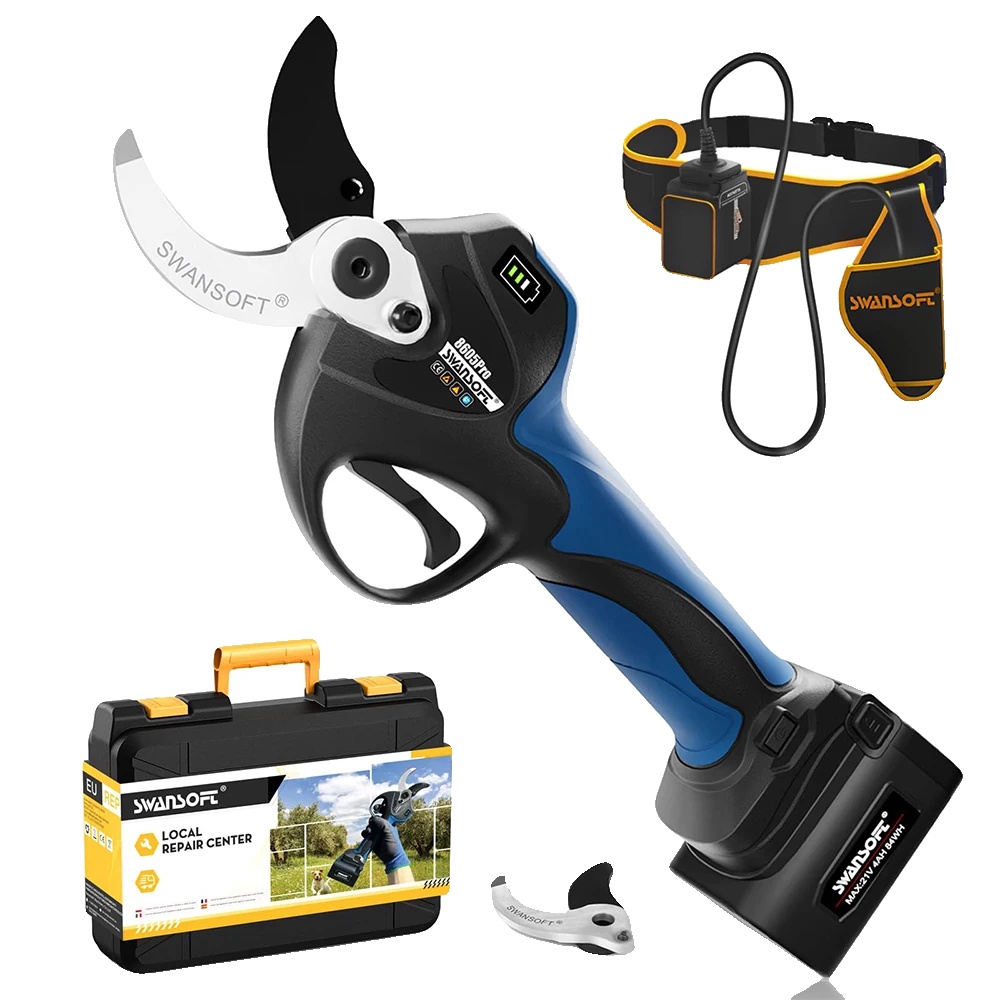 Elektrische Gartenschere, Hohe Schneidleistung, Lange Betriebsdauer, Blau, Zwei Akkus
