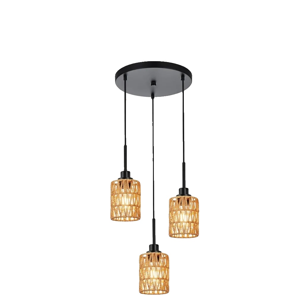 Pendelleuchte Im Boho-stil, Flechtdesign, 3-flammig, Leuchtmittel Nicht Enthalten