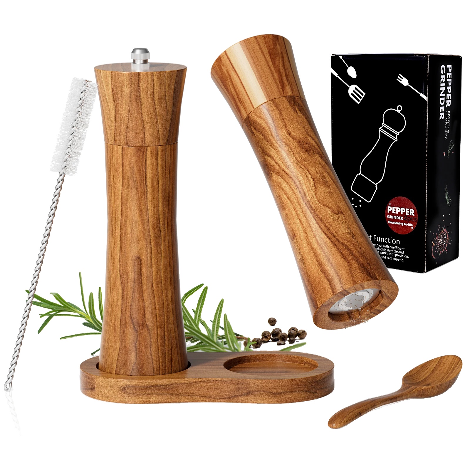 Elegantes Salz- Und Pfeffermühlenset Mit Einstellbaren Mahlgraden