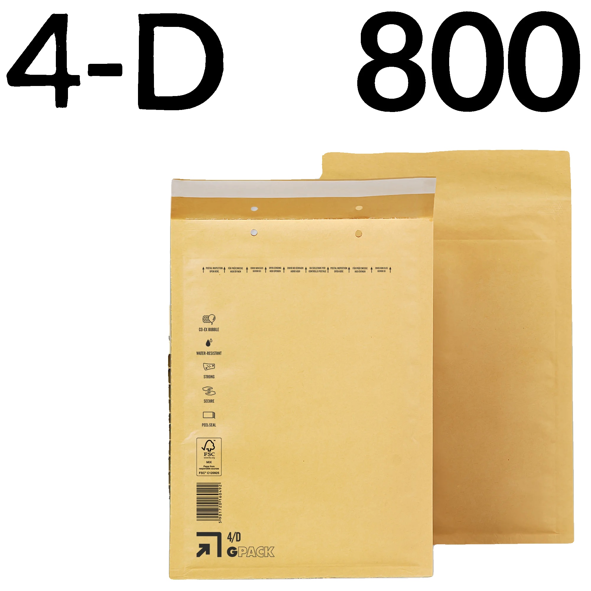 Luftpolsterumschläge, Strapazierfähiger Schutz, Umweltfreundliches Material, 800 Stück - 4-d (200 X 275 Mm)