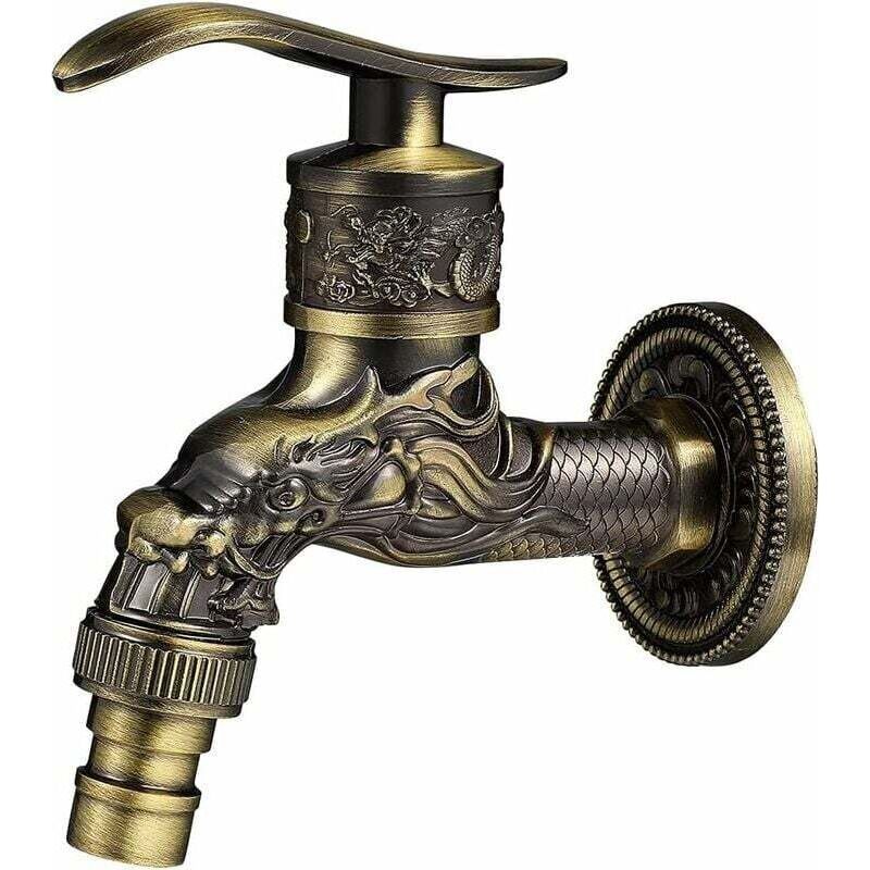 Gartenarmatur, Antikmessing-armatur, Vintage-wandarmatur, Antikkupfer-küchen-, Badezimmer- Und Gartenarmatur, Bronze, 10,5 X 10,8 X 7,3 Cm
