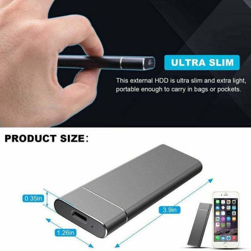 Externe Ssd-festplatte – 2 Tb – Usb 3.0 – Hohe Geschwindigkeit – Tragbar – Ultradünn – Stoßfest