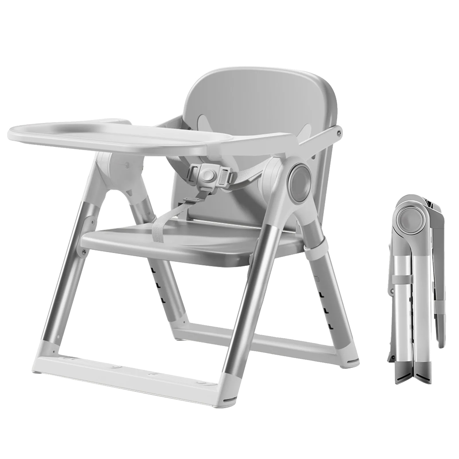 Babysitzerhöhung, Tragbares Design, Höhenverstellbar, Dunkelgrau