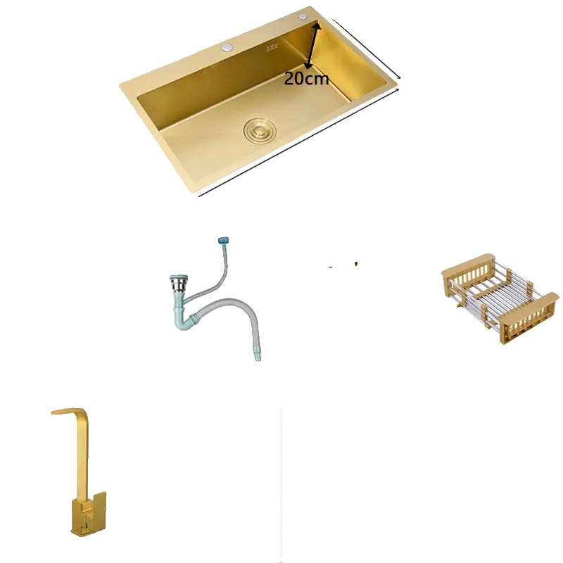 Goldene Küchenspüle, Einzelbecken, Einbau, Rechteckig